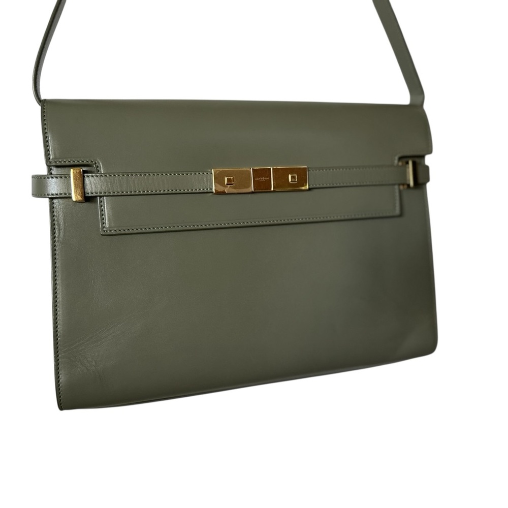 Saint Laurent Manhattan Shoulder Bag in Olive Green Leather - Picture 4 of 12